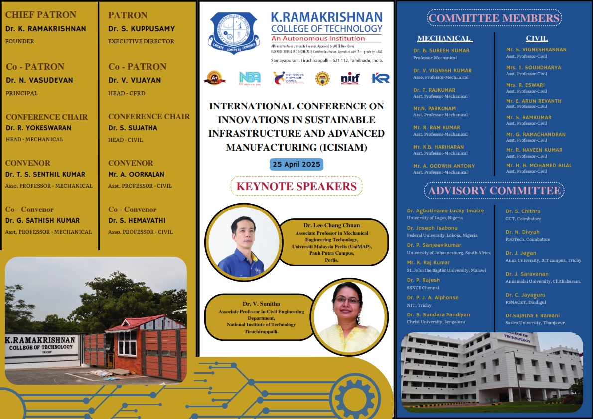 International conference on Innovations in Sustainable Infrastructure and Advanced Manufacturing ICISIAM 2025